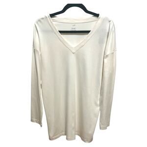 J.Jill Simply Supima V-Neck Tunic Top Small Cream 100% Supima Cotton NWT